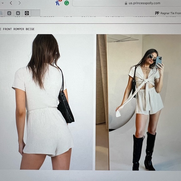 Princess polly ragnar tie front romper - Picture 2 of 2